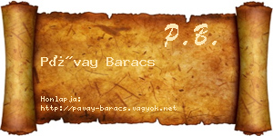 Pávay Baracs névjegykártya